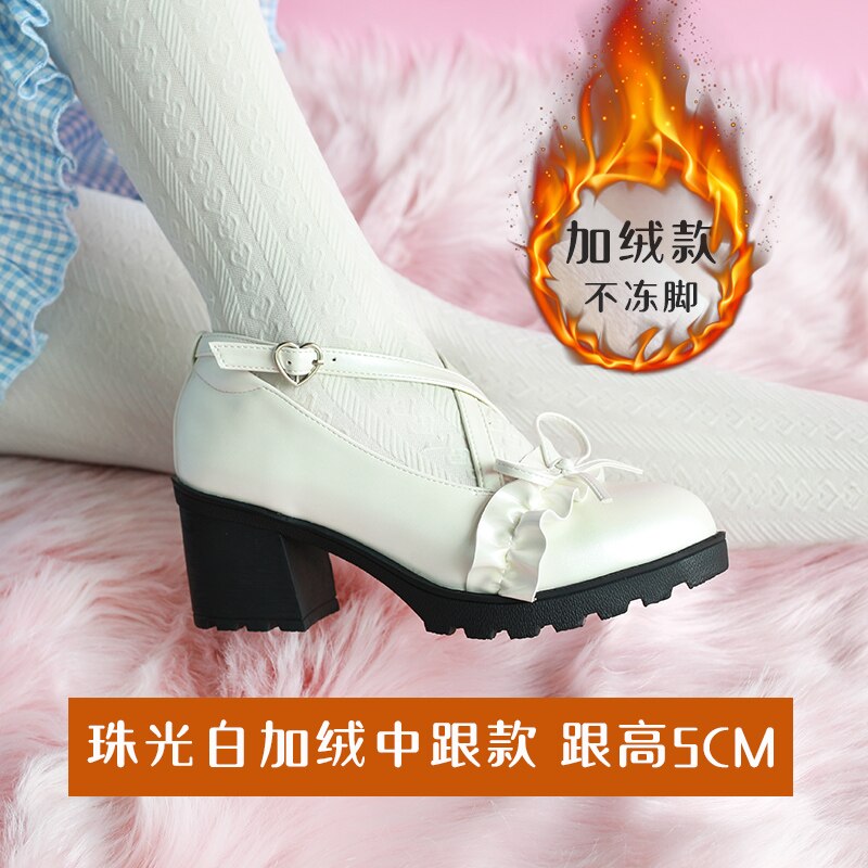 Advbridge Japanese College Mori Girl Jk Uniform Pu Leatehr Platform Lolita Gothic Round Head Mary Jane Lolita Shoes Plus Velvet Anime Girl