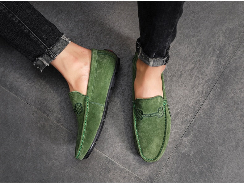 Advbridge Fashion Men Shoes Genuine Leather Men Loafers Male Casual Shoes Soft Moccasins Slip On Men's Driving Shoes Non-slip Man Flats