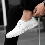 Advbridge Men White Shoes Man Fashion Oxfords Men Shoes Plus Size 38-48 Lightweight Walking Breathable Genuine Leather Male Formal Shoes