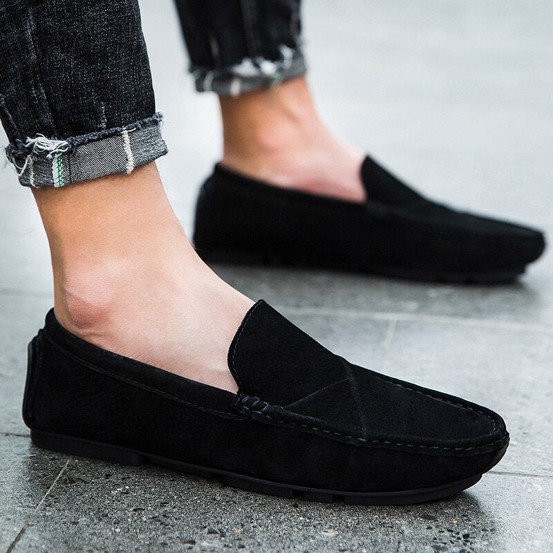 Advbridge Genuine Leather Spring Autumn Cow Suede Casual Shoes Men Loafers Shoes Men Driving Shoes Handmand Flat-Bottomed Shoes