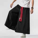 Advbridge Men Wide Leg Pants Mens Cotton Joggers Retro Loose Trousers Man Chinese Style Linen Pants Male Big Crotch Nepal Robe Pants