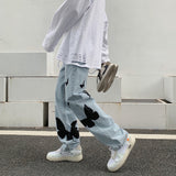 Advbridge Autumn Butterfly Print Jean Pants Men Baggy Casual Jeans Denim Pants Fashion Streetwear Straight Trousers Couple Clothing