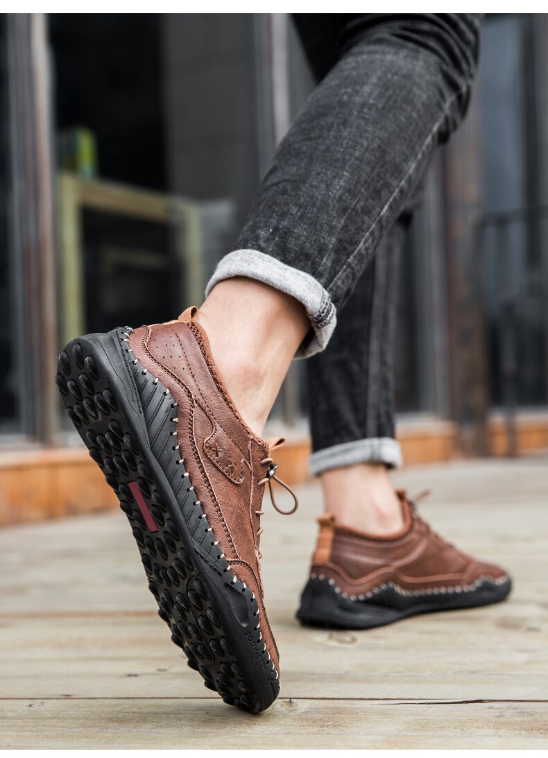 Advbridge Men's shoes spring and autumn new fashion all-match shoes men's leather sports casual shoes British style business shoes