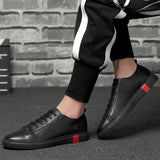Advbridge Band Sneakers Men Casual Shoes Genuine Leather shoes mens Designer solid Classic Fashion Male Lace up Flats black 36-47
