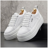 Advbridge New White Leather Men Casual Shoes fashion Platform Sneakers Trainers Height Increasing Shoes Chaussure Homme