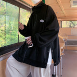 Advbridge Harajuku Embroidery Zip Up Hoodies Mens Loose Long Sleeve Sweatshirt Men Bifurcated side buckle Spring Oversized Hooded Jacket