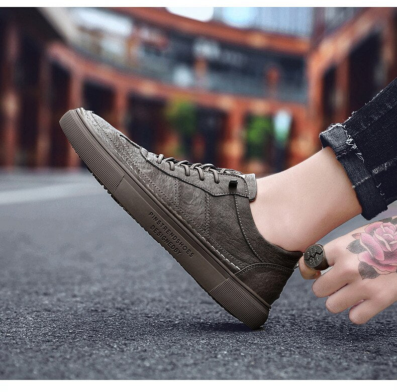 Advbridge Luxury Genuine Leather Men's Sneakers Lace Up Mens Casual Shoes Outdoor Daily Shoes Male Handmade Leisure Shoes For Man