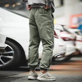 Advbridge Tooling Print Letter Cargo Pants Men Elastic Waist Pant SolidCotton Pocket Casual Vintage Men's Trendy Overalls