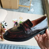 Advbridge HOT sale ladies Leather shoes British style plus size 22-26.5cm women pumps loafers lazy shoes Cow patent leather black shoes