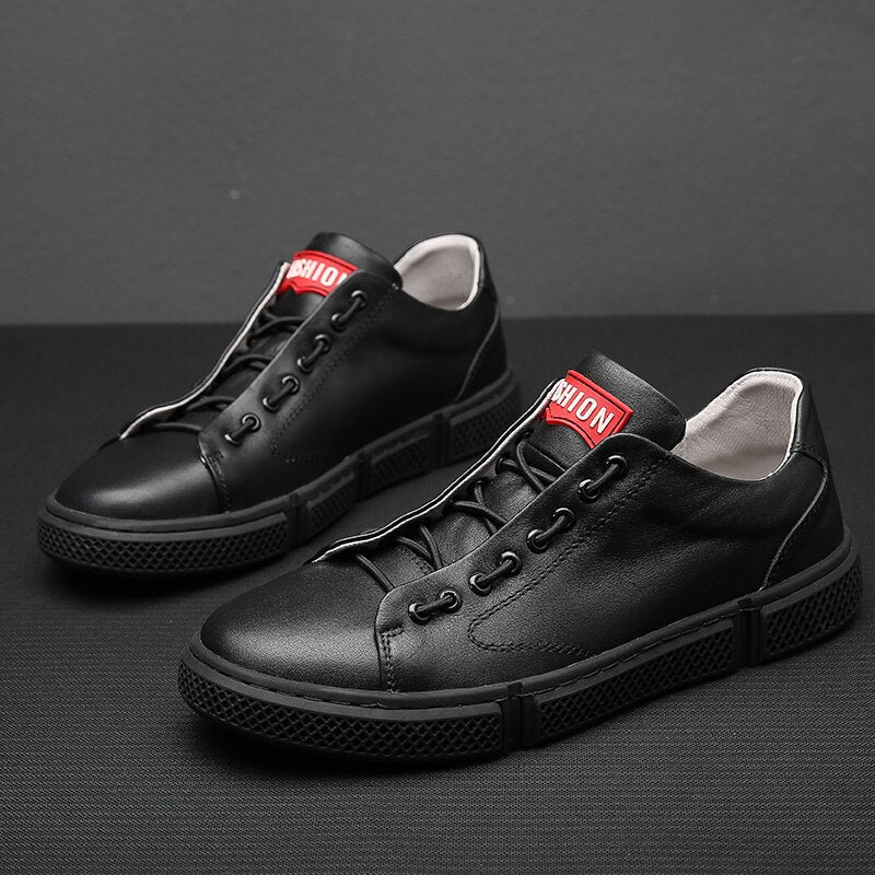 Advbridge Men shoes New Men's lace up leather white shoes men's fashion wear-resistant shoes Wild Non-slip breathable Board Shoes