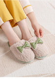 Advbridge Winter Warm Home Slippers Bowknot Cotton Shoes Cute Lovely Cartoon Indoor Bedroom House Women Men Lovers Fur Slides Slippers