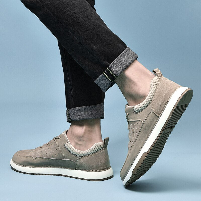 Advbridge Comfortable Men Sneakers Genuine Leather Casual Shoes Classic Slip-on Leisure Flats Fashion Korean Version Flats
