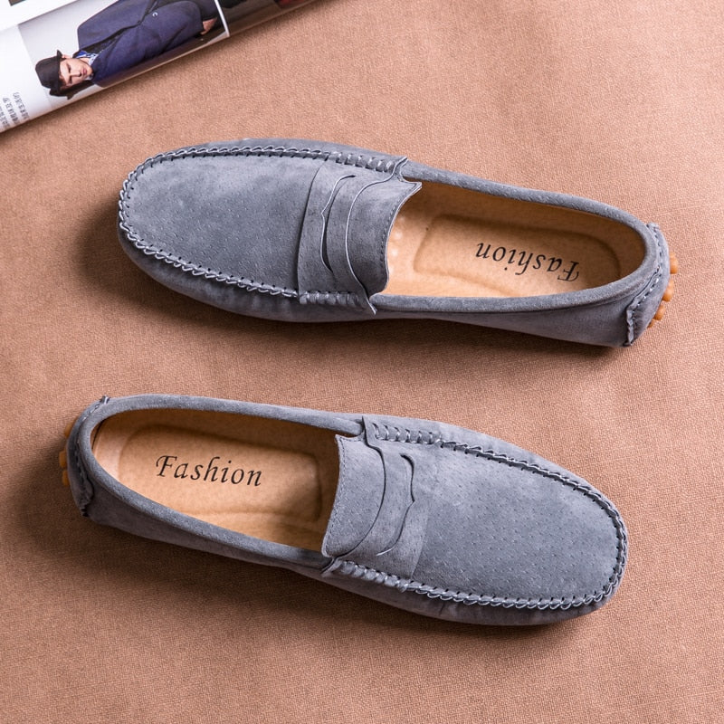 Advbridge Italian Casual Shoes Men Brogue Shoes Retro Suede Loafers Men Moccasins Lightweight Boat Shoes Non-Slip Handmade Footwear Flats
