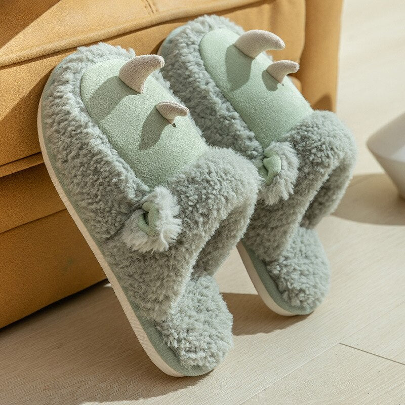 Advbridge Warm Faux Fur Women Men Cartoon Slippers Soft Plush Indoor Home Ladies Winter Shoes Lovers House Floor Cotton Slipper