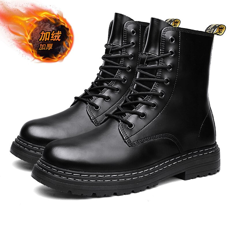 Advbridge Martin boots men's winter high-top men's shoes plus velvet warm boots British style wild leather boots fashion trendy boots