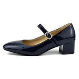 Advbridge Comfortable Short Heels Women Mary Janes Shoes Black White Pumps Women Shoes Large Size Office Party Wedding Shoes Ladies