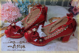 Advbridge Fashion Tea Party Prom Lolita Cute Buckle Bow Pearl Flower Wedding High Heels Cosplay Loli Shoe Gothic Anime Woman Kawaii Shoes