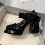 Advbridge Black Gothic Autumn New Square Toe Chunky Ultra High Heels Mary Jane Shoes Anime Cosplay Lolita Women's Pumps Goth Punk Shoes