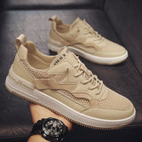 Advbridge Summer New Typical Style Men Casual Shoes Lace Up Mesh  White Board Shoes Shoes Comfortable Low-top Leather Breathable Sneakers