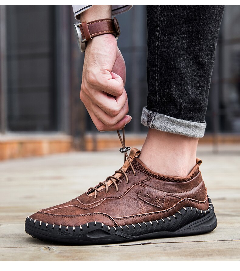 Advbridge Men's shoes spring and autumn new fashion all-match shoes men's leather sports casual shoes British style business shoes