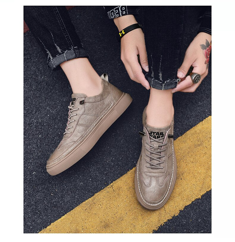 Advbridge Luxury Genuine Leather Men's Sneakers Lace Up Mens Casual Shoes Outdoor Daily Shoes Male Handmade Leisure Shoes For Man