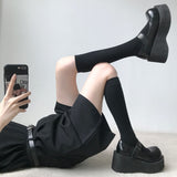 Advbridge Black Gothic Punk Loli Shoes Female Japanese Jk Harajuku Mary Jane Platform High Heels Sweet Girl Lolita Pu Women's Summer Shoes