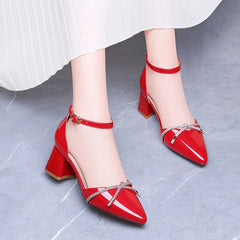 Advbridge Women Sandals Female Fairy Style New Spring and Summer All-match High Heel Chunky Heel Red Shoes Women's Shoes