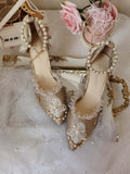 Advbridge Japanese Lolita Tea Party High Heels Champagne Elegant Sweet high heel vintage lace bowknot  kawaii shoes cosplay loli