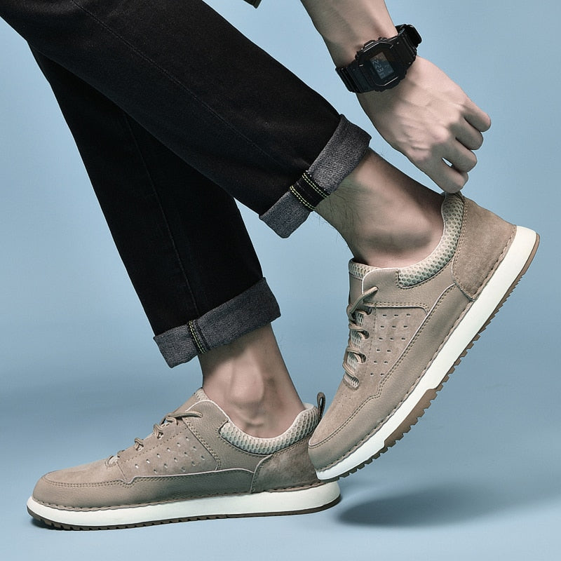 Advbridge Comfortable Men Sneakers Genuine Leather Casual Shoes Classic Slip-on Leisure Flats Fashion Korean Version Flats