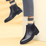 Advbridge Men Rain Boots Mens Boots Chelsea Fashion Shoes Male Ankle Boots Men Casual Boots Men Rubber Shoes Genuine Leather High Quality