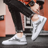 Advbridge Summer New Typical Style Men Casual Shoes Lace Up Mesh  White Board Shoes Shoes Comfortable Low-top Leather Breathable Sneakers