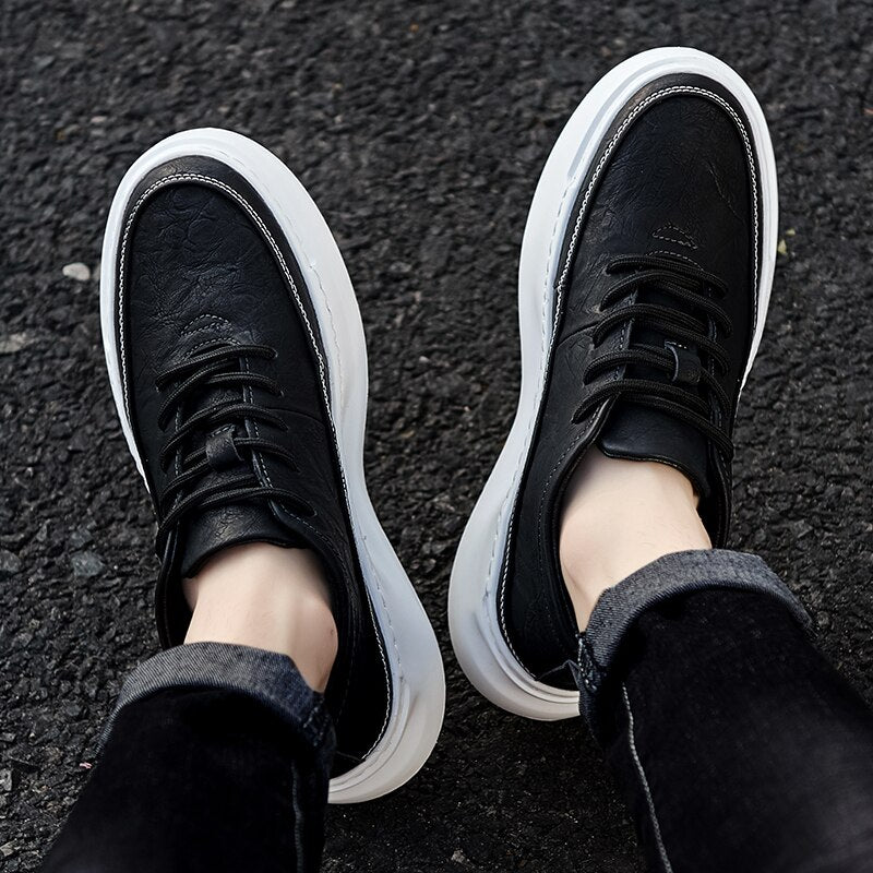 Advbridge Men's Casual Shoes Black Leather Flats Size 39-44 Graffiti  Sneakers Designer Shoes Men Hiking Leisure Shoes %