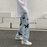 Advbridge Autumn Butterfly Print Jean Pants Men Baggy Casual Jeans Denim Pants Fashion Streetwear Straight Trousers Couple Clothing