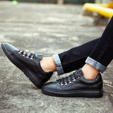 Advbridge Spring Summer New trend Genuine Leather  Men's Shoes Fashion Casual  Sneakers black Wild Flat Shoes Non-slip Board Shoe