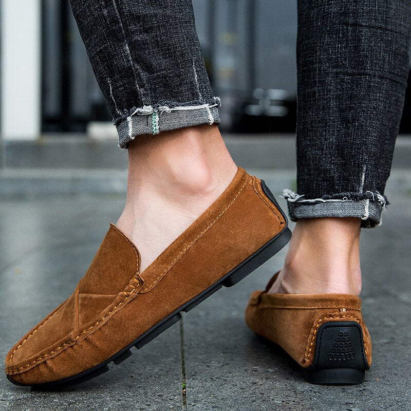 Advbridge Genuine Leather Spring Autumn Cow Suede Casual Shoes Men Loafers Shoes Men Driving Shoes Handmand Flat-Bottomed Shoes