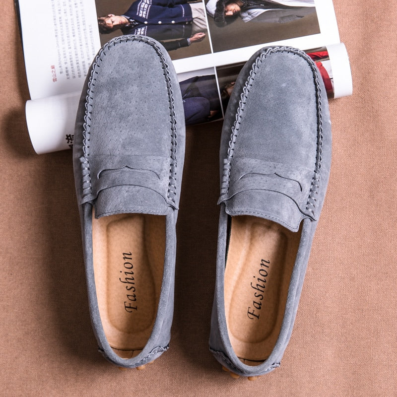Advbridge Italian Casual Shoes Men Brogue Shoes Retro Suede Loafers Men Moccasins Lightweight Boat Shoes Non-Slip Handmade Footwear Flats