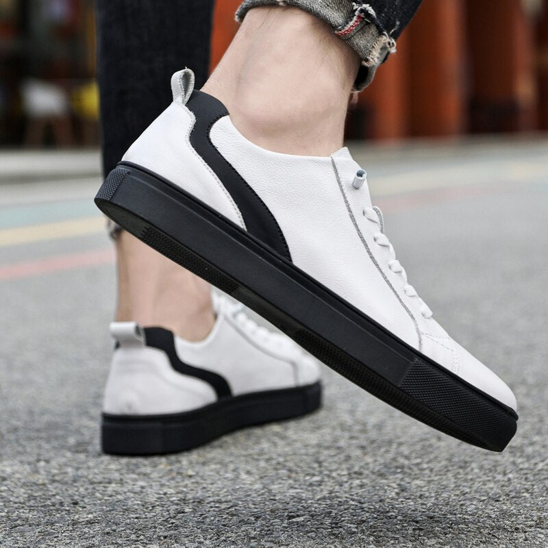 Advbridge Genuine Leather Shoes Casual Sneakers Men Shoes Comfortable Quality Leather Shoes Men Korean Version White Shoes