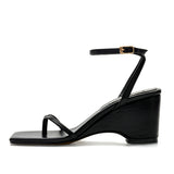 Advbridge Women Shoes Pinches Fairy Square Head High With One Word With Herringbone Clip Toe Wedge Sandals Thick Bottom
