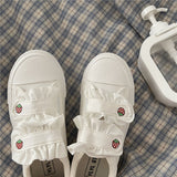 Advbridge Kawaii Strawberry Print Women's Espadrilles Japanese Style Zapatillas Mujer Hook Loop Canvas Sneakers Casual White Lolita Shoes