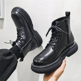 Advbridge Autumn Boots Men Split Leather Martins Boots Fashion Platform Shoes Harajuku Streetwear Male Casual Motorcycle Ankle Boots