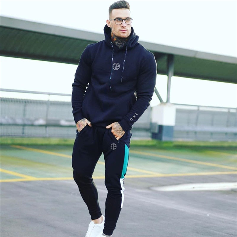 Advbridge Running sports track suit men&#39;s sportswear suit sweatshirt + sports pants gym fitness hoodie pants suit jogging clothing