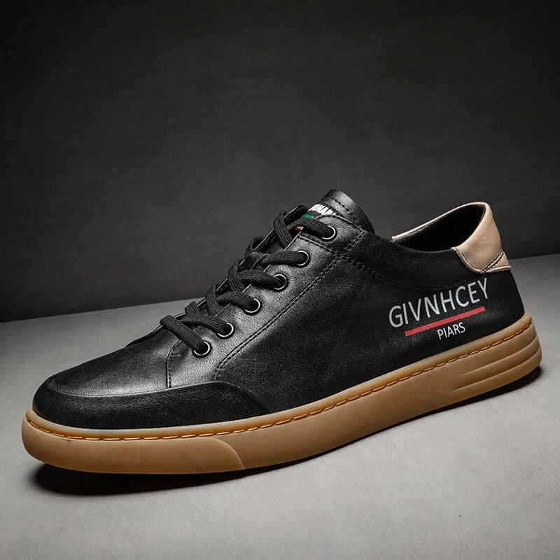 Advbridge 100% Cow Leather Casual Men Shoes Men Loafers Fashion Trendy Flat Shoes Black Soft Moccasins Shoes Korean version Sneakers