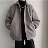 Advbridge Woolen Coats Men Casual Korean Streetwear Thicken Outerwear Turn-down Collar Jackets Single-breasted Wild Loose Coats New