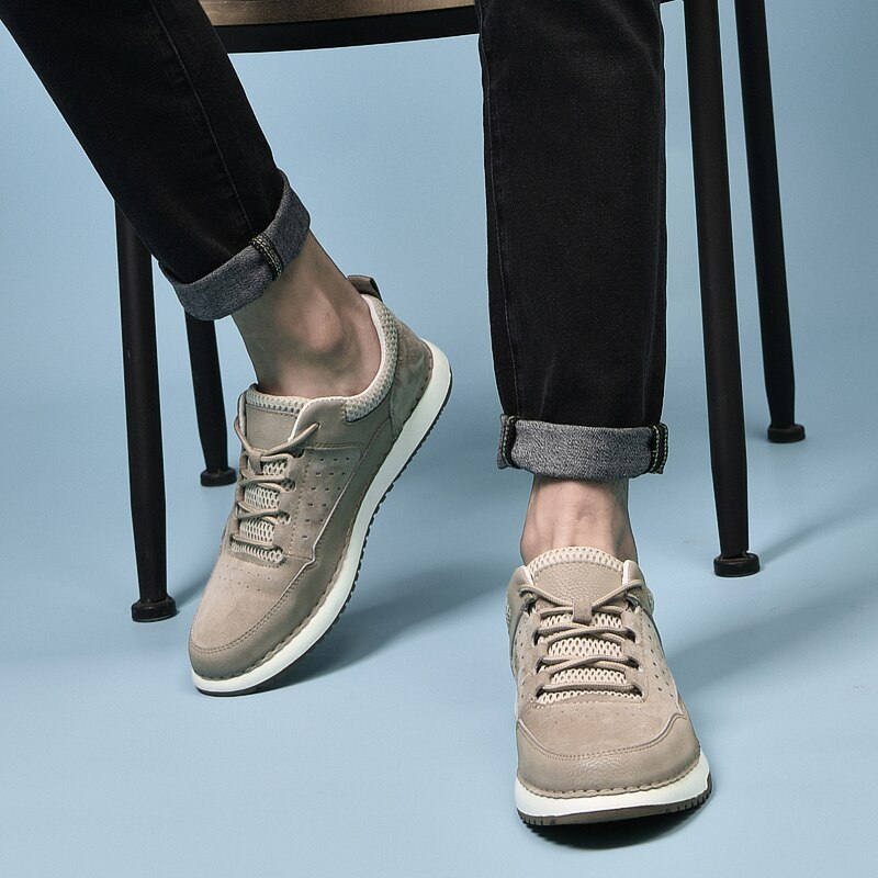 Advbridge Comfortable Men Sneakers Genuine Leather Casual Shoes Classic Slip-on Leisure Flats Fashion Korean Version Flats
