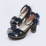 Advbridge Fashion Tea Party Prom Lolita Cute Buckle Bow Pearl Flower Wedding High Heels Cosplay Loli Shoe Gothic Anime Woman Kawaii Shoes