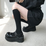 Advbridge Black Gothic Punk Loli Shoes Female Japanese Jk Harajuku Mary Jane Platform High Heels Sweet Girl Lolita Pu Women's Summer Shoes