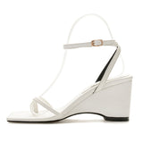 Advbridge Women Shoes Pinches Fairy Square Head High With One Word With Herringbone Clip Toe Wedge Sandals Thick Bottom