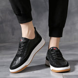 Advbridge Non-Slip Men Sneakers White Casual Male Leather School Shoes Fashion Flat High-Quality Shoe Comfortable Lace-up Solid Men Shoes