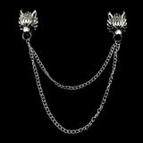 Man Suit Shirt Collar Tassel Chain Lapel Pin Brooch Dragon Badge Retro Pins Wedding Dress Party Dance Neckware Accessories