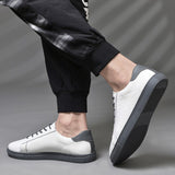 Advbridge Men shoes Men's Trend Genuine Leather  Fashion Casual Sneakers white Wild breathable Non-slip wear-resistant Board Shoes